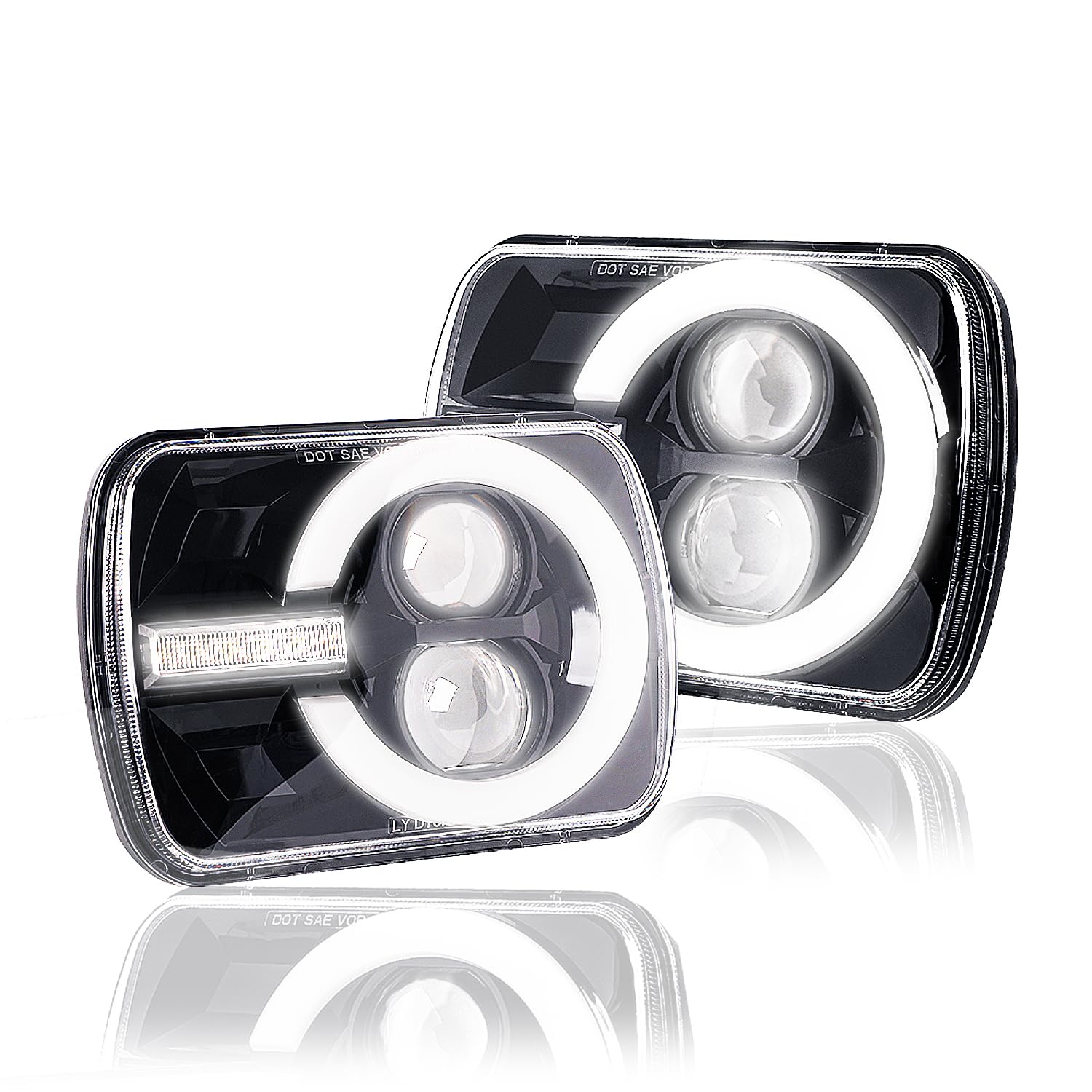 Amazon | LED ヘッドライト 5×7インチ 角2灯 typeC 12V 24V対応 | 車検